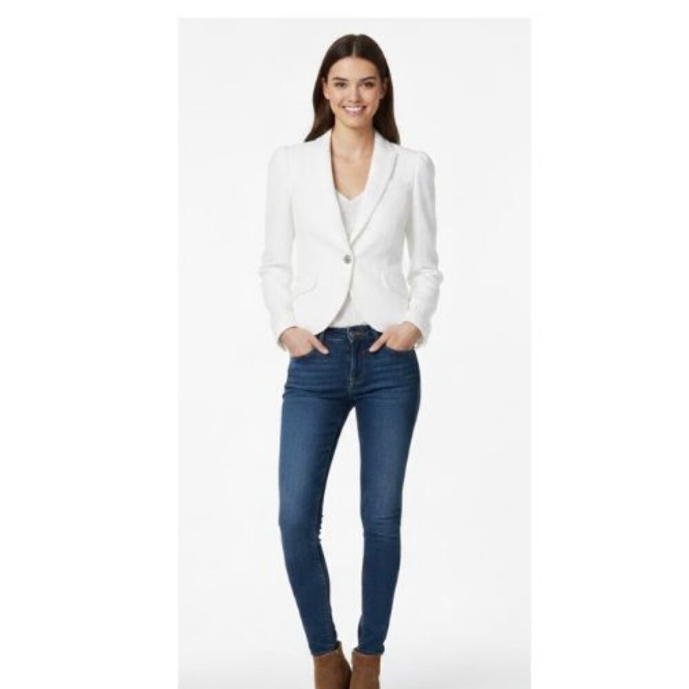 BELLE VERE off white suit blazer long sleeves button fake pockets size S